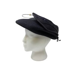 Vintage Gage Brothers & Co Brimmed Beret Style Hat Blue Straw Sculptural